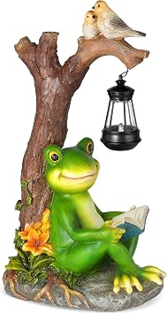 WENYLE Solar Garden Outdoor Statues Frog with Tree Solar Lantern, Lawn Decor Frog Figurine for Patio Balcony Yard, Yard Unique Christmas Birthdays Gift for Mom Grandma