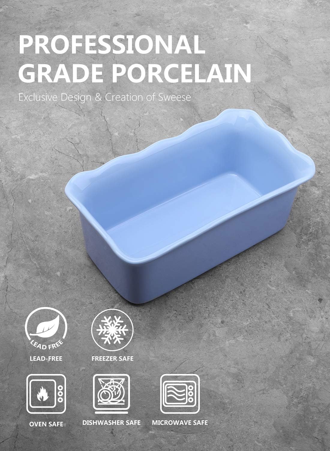 Sweese 519.110 Porcelain loaf pan for Baking, Non-Stick Bread Pan Cake Pan, Perfect for Bread and Meat, 9 x 5 inches, Purple