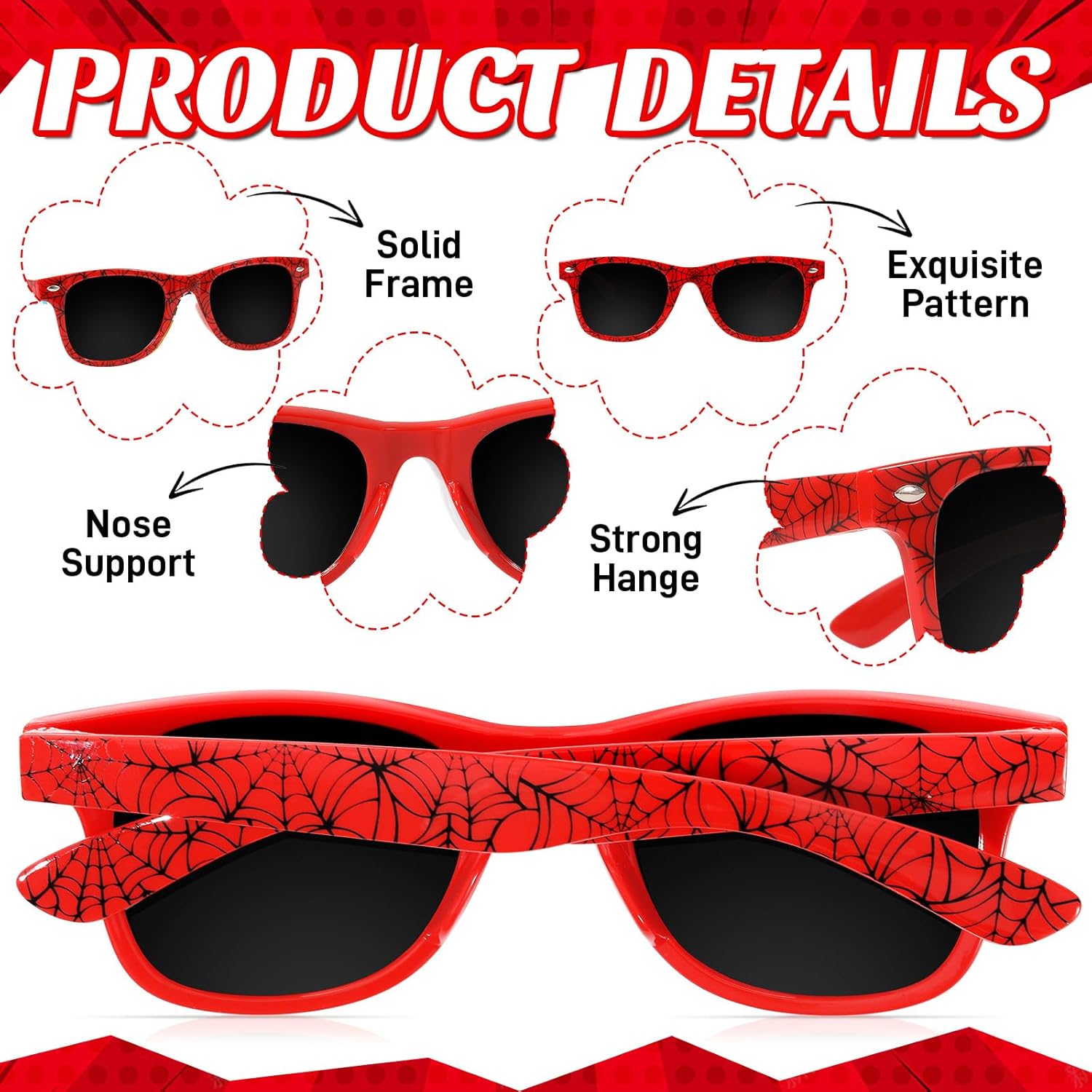 16Pack Sunglasses Party Supplies Spiderweb Pixel Toy-Inspired Gifts for Boys and Girls Birthday Party Gifts