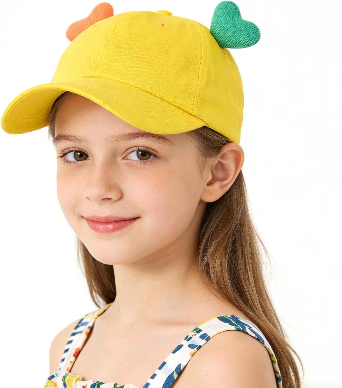 Kids Cute Baseball Cap - Breathable Cotton Trucker Hat, Adjustable Beach Sun Hat for Boys Girls Ages 5-12 Summer Outdoor