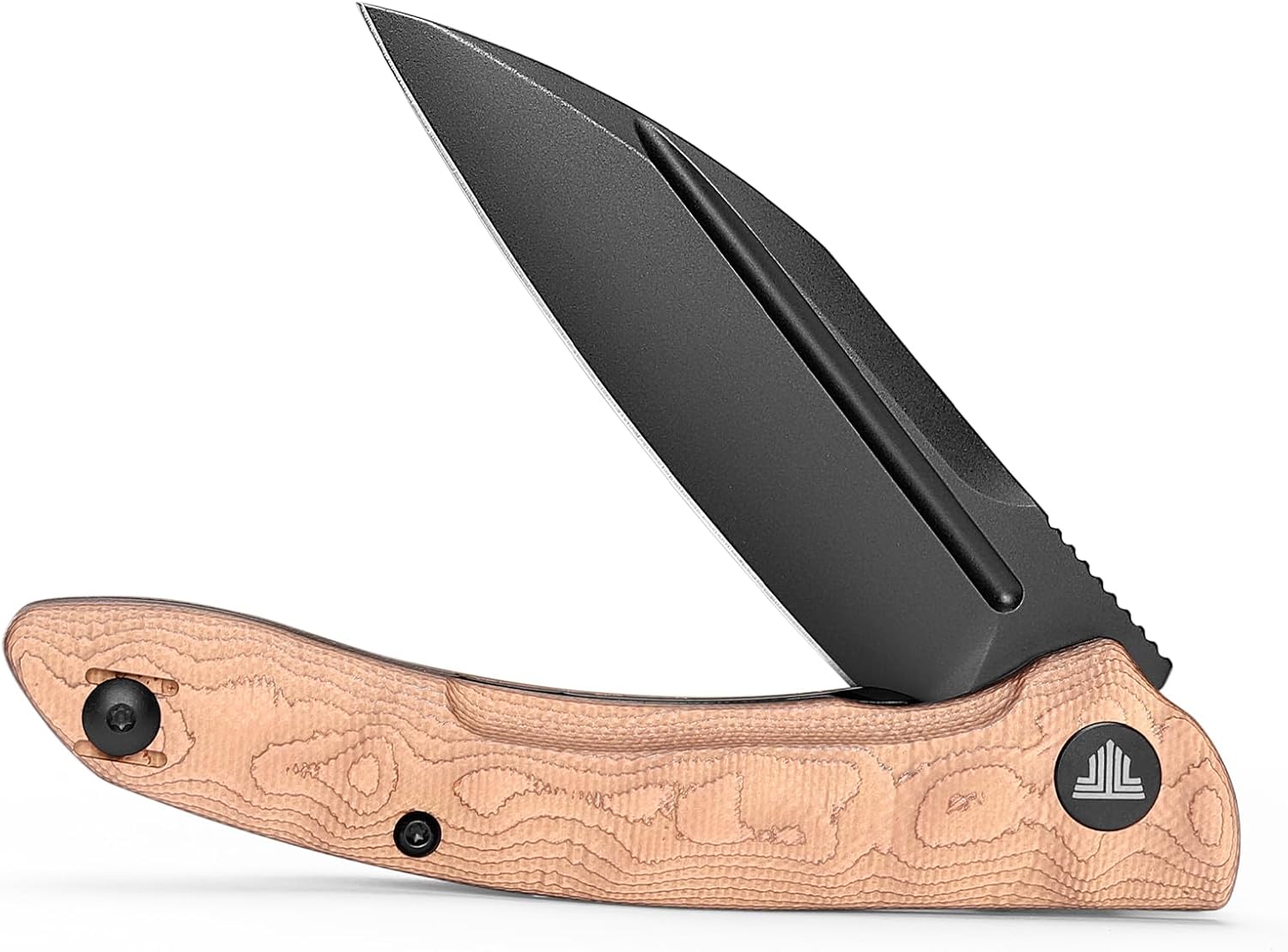 TRIVISA Cuckoo Folding Pocket Knife, 14C28N Black Blade Folding Knife, Copper Foil Handle with Pocket Clip for Men Women, Sharp Pocket Knives for Camping, Hiking, Outdoor, Cuckoo-CU