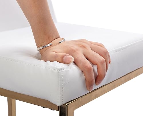 Miniatura 7 de VESCASA Taburetes de bar de piel sintética de 24 pulgadas de alto con respaldo, sillas tapizadas modernas de mediados de siglo con marco de metal