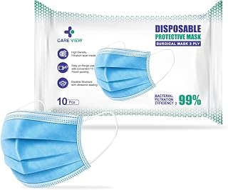Careview 3 Ply Disposable Surgical Face Mask Pouch and built in Nose Pin, Certified by BFE>99% and PFE > 95%, SITRA, DRDO, ISO and CE (Pack of 400, Blue) (CV2920-Pouch)