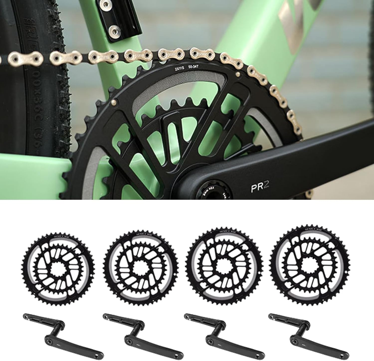 軽量ラウンドテーパークランクセットチェーンホイールアルミ合金クランク自転車部品サイクリング効率を強化する合金ロードバイクチェーンリン