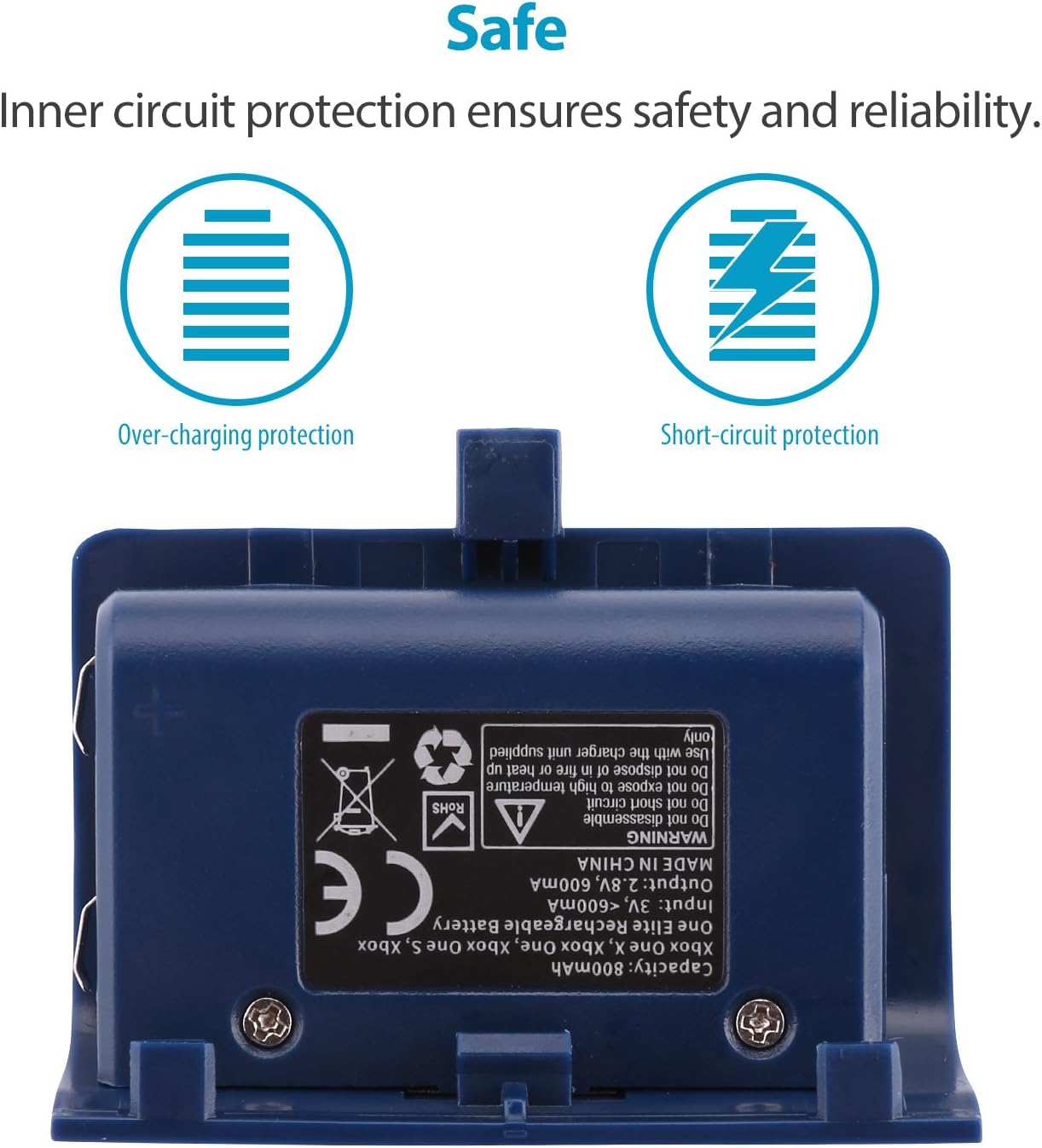 MoKo Xbox One Controller Charger with 2 Rechargeable Battery 800mAh Rechargeable Battery Dual Charging Station for Xbox One/One S/One X/Xbox One Elite Controllers - Blue