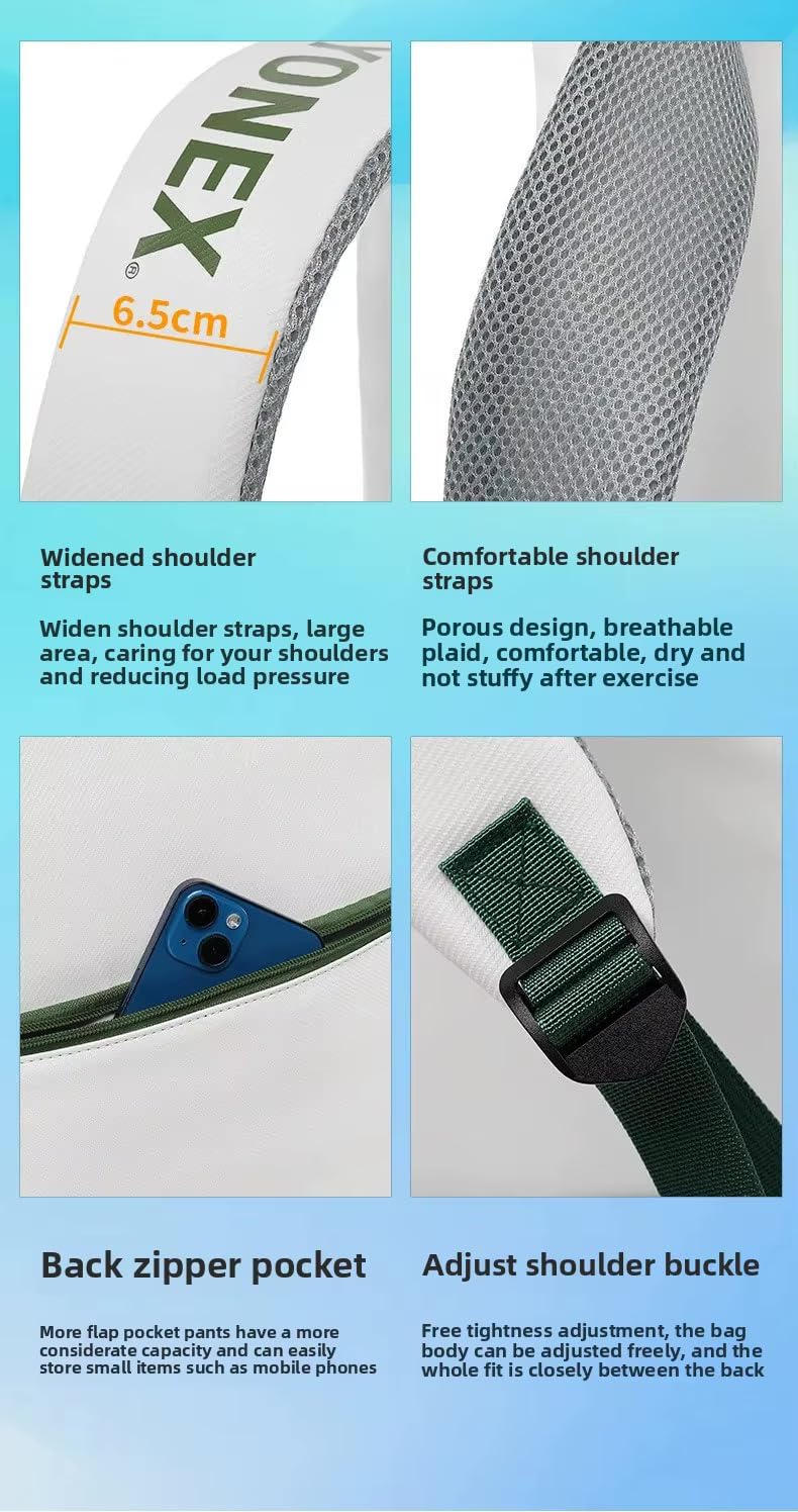 YONEX Bolsa Deportiva de Raqueta para Bádminton y Tenis, Compartimento Separado para Zapatos, Blanco y Negro
