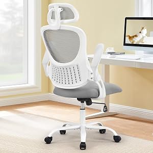 Sweetcrispy Home Office Desk Chair Ergonomic High-Back Mesh Rolling Work Computer Chairs with Wheels and Adjustable Headrests Comfortable