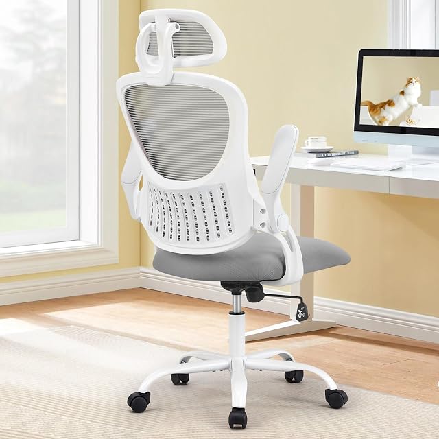 Sweetcrispy Home Office Desk Chair Ergonomic High-Back Mesh Rolling Work Computer Chairs with Wheels and Adjustable Headrests Comfortable