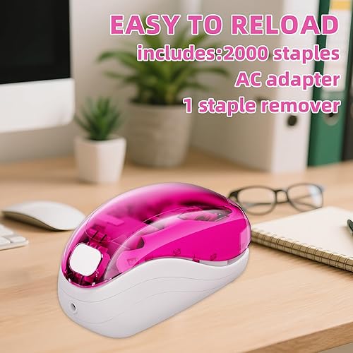 Vista 20 de Grapadora eléctrica, incluye 2000 grapas y 1 removedor de grapas, adecuada para el tamaño de la palma y alta comodidad, capacidad de 25 hojas, Negro