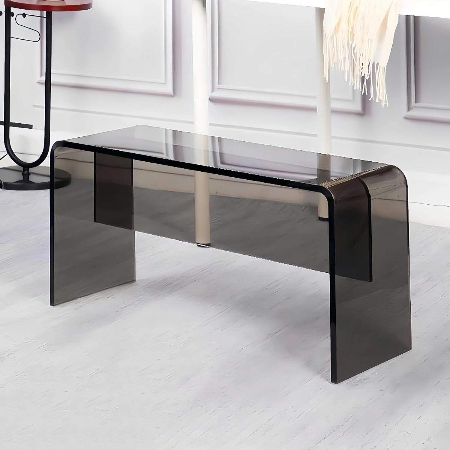 Modern Transparent Acrylic Garden Bench, Sleek Versatile Shoe Changing Stool for Entryway, Minimalist Bed End Stool for Bedroom or Living Room, Lounge Chair for Indoor and Outdoor Use