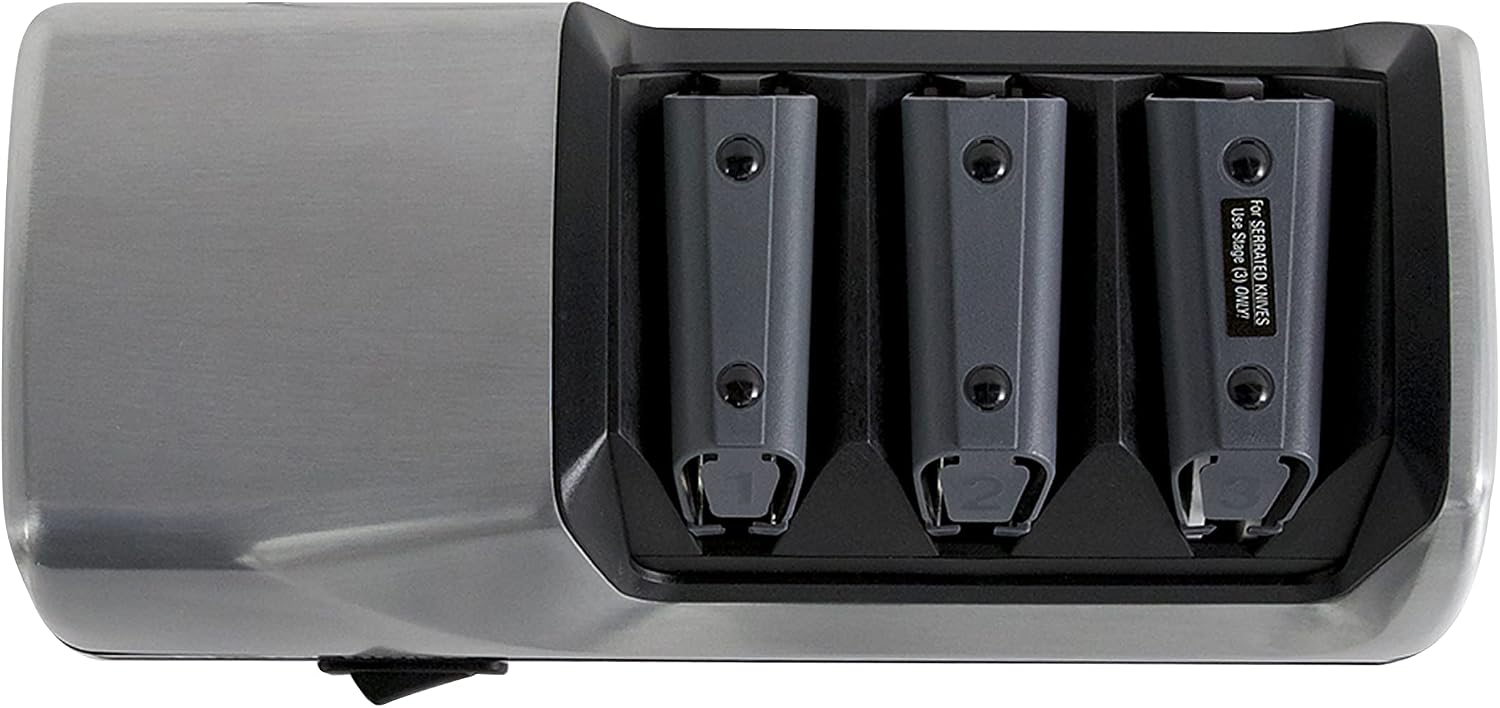 Top view of Chef's Choice EdgeSelect Model 120 showing three numbered sharpening stages