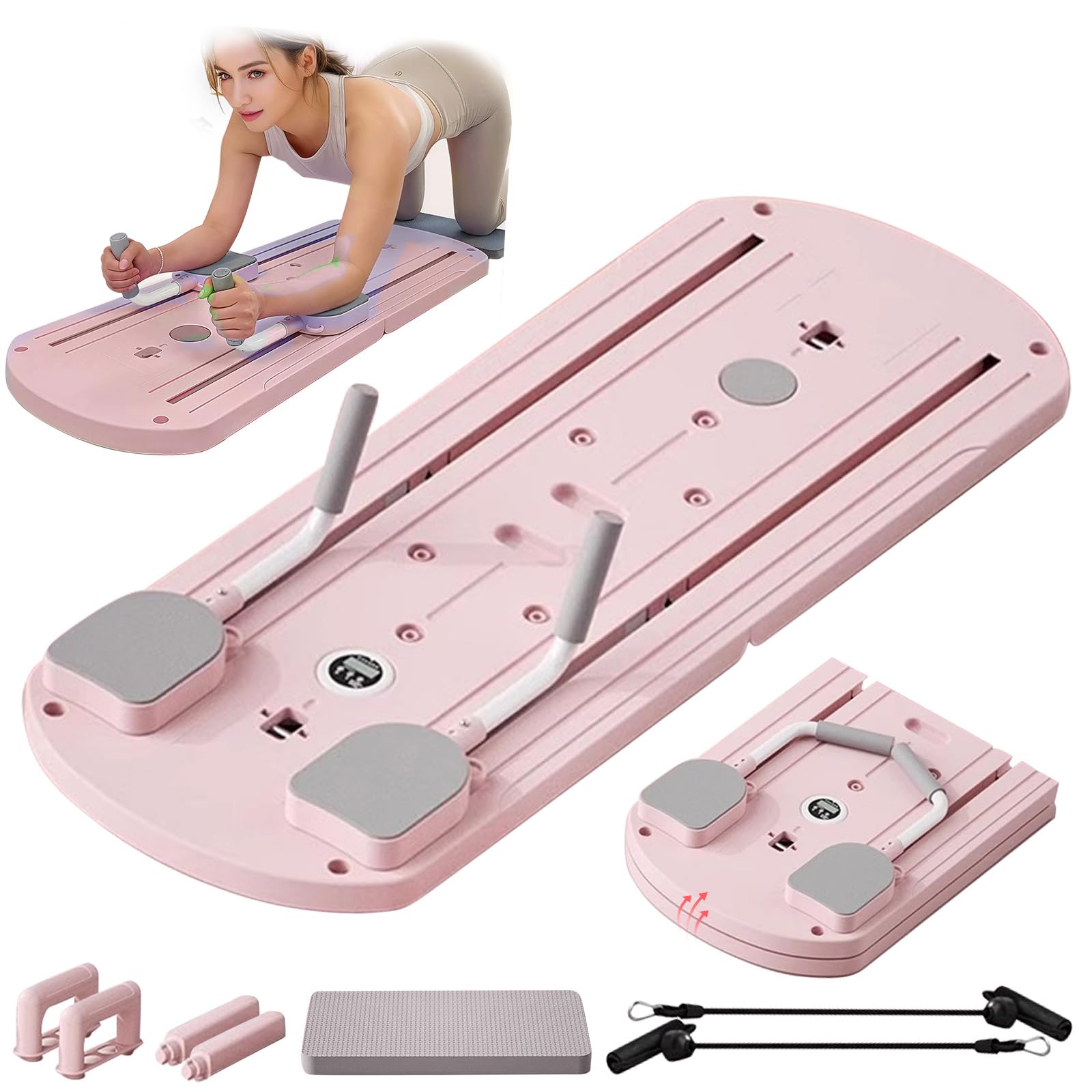 Pilates Board Upgraded Pilates Reformer Machine, Pilates Board Riformer Set Ab Roller Attrezzature per allenamento completo per Homegym