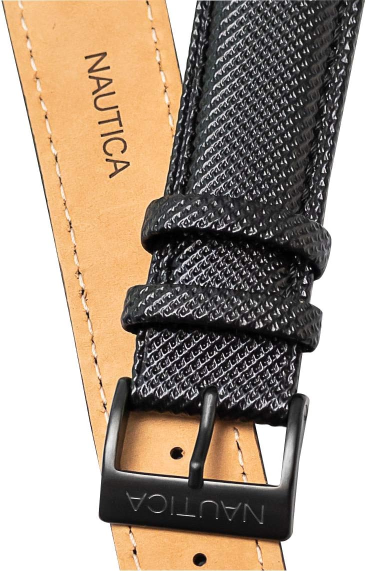 Close-up of Nautica NST 500 watch band buckle and texture