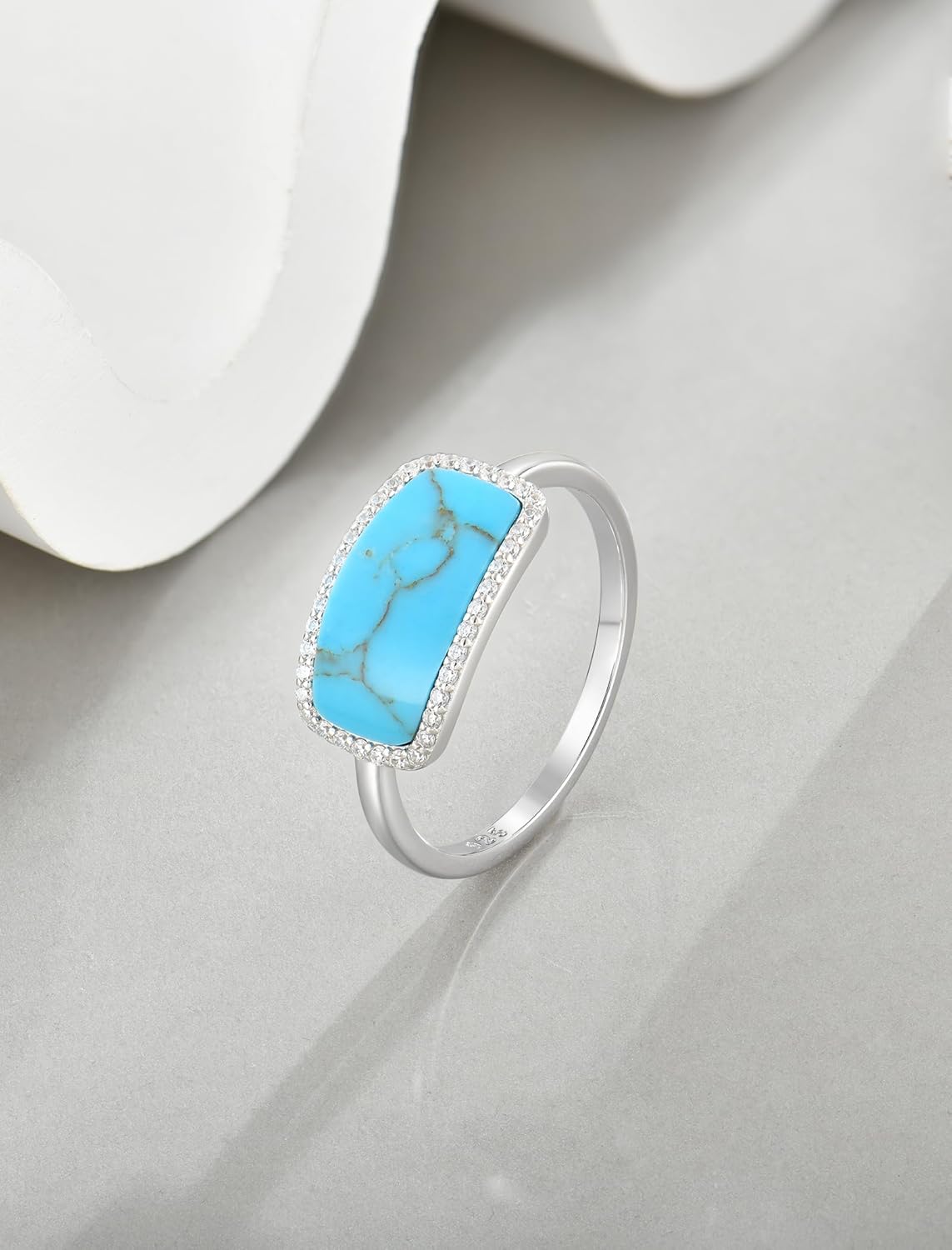 Ring for Women Sterling Silver Band Turquoise/Malachite/Moss Agate Ring - Image 5