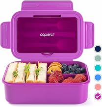 Caperci Classic Bento Lunch Box for Adult & Older Kids - Leakpoof 47 oz 3-Compartment Lunch Containers for Adults and Teens, Built-in Utensil Set, Ideal for On-the-Go, Purple