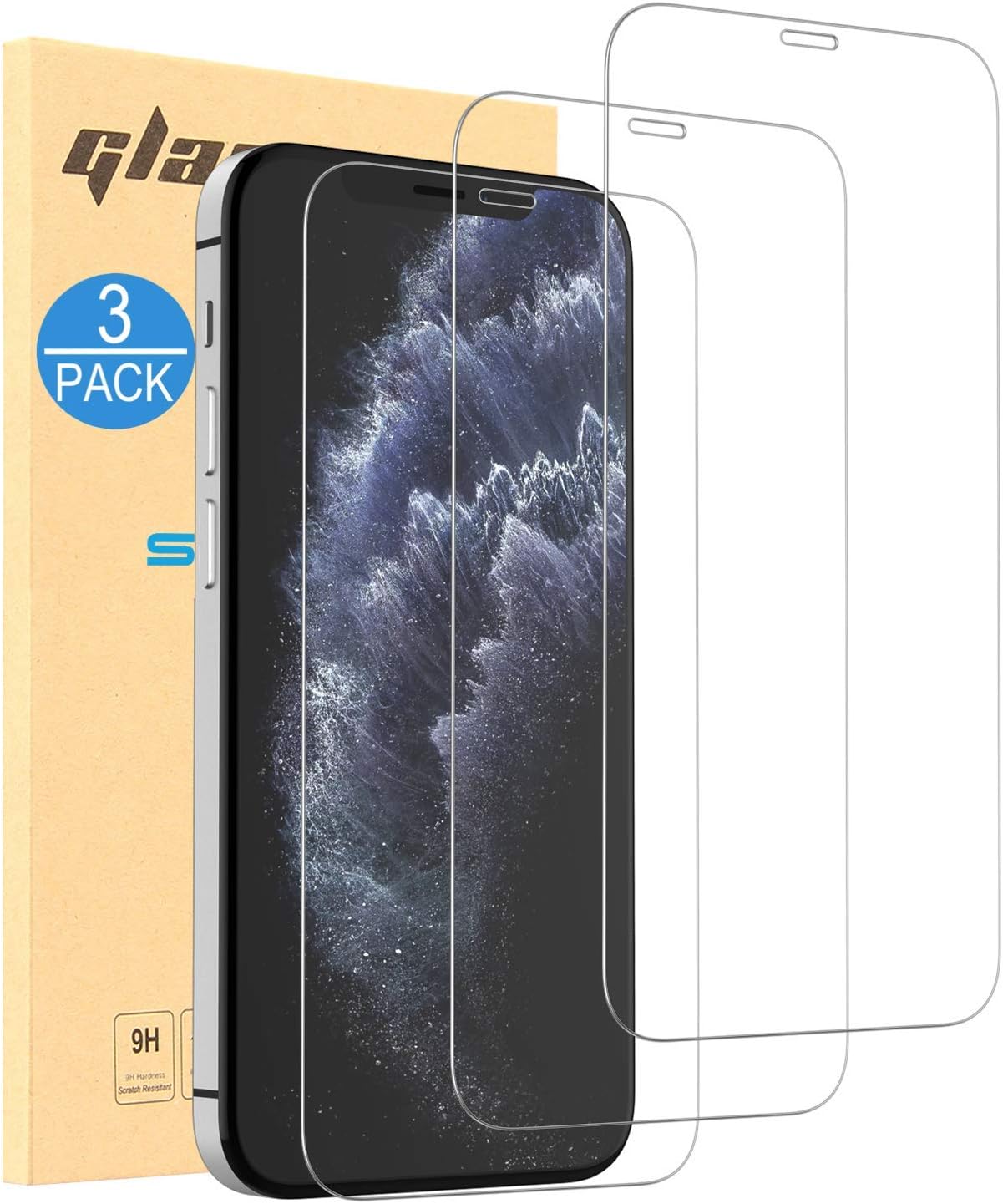 Shamo's Screen Protector iPhone 12 Pro Max Tempered Glass Film 3-Pack - Ultra HD Crystal Clear (For iPhone 12 Pro Max)