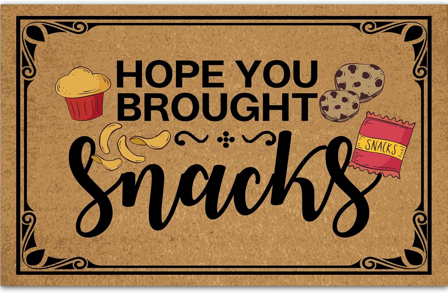 Front Door Mats Outside for Outdoor Entrance, Hope You Brought Snacks Holiday Funny Doormats for Entrance Way Indoor 23.6" X 15.7" Size, Floor Rugs for Entryway Welcome Mat with Rubber Backing