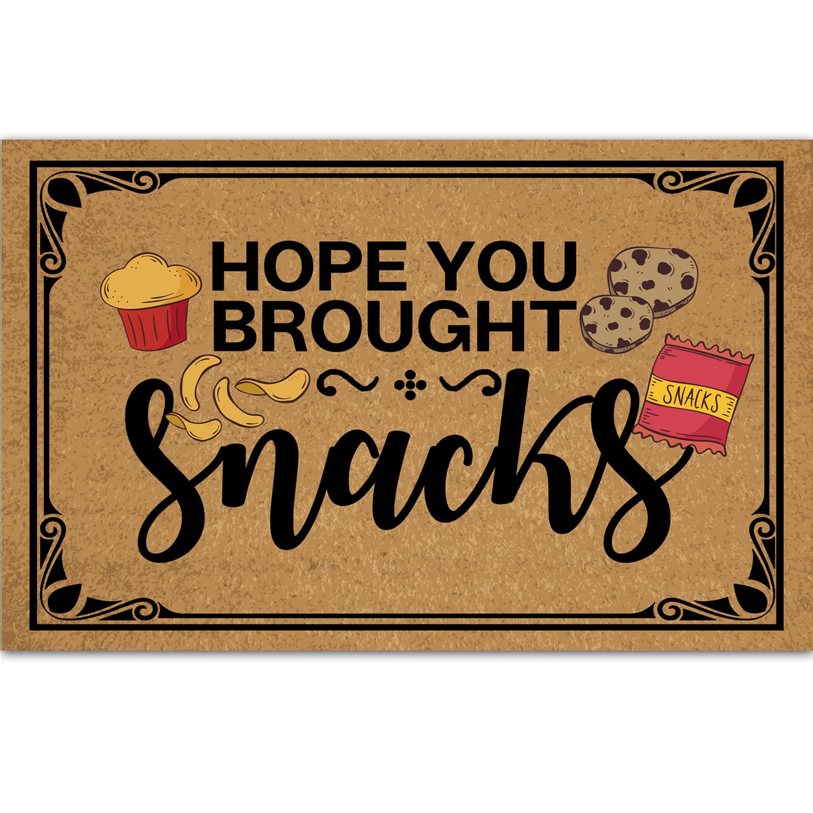 Ayatow Front Door Mats Outside for Outdoor Entrance, Hope You Brought Snacks Holiday Funny Doormats for Entrance Way Indoor 23.6" X 15.7" Size, Floor
