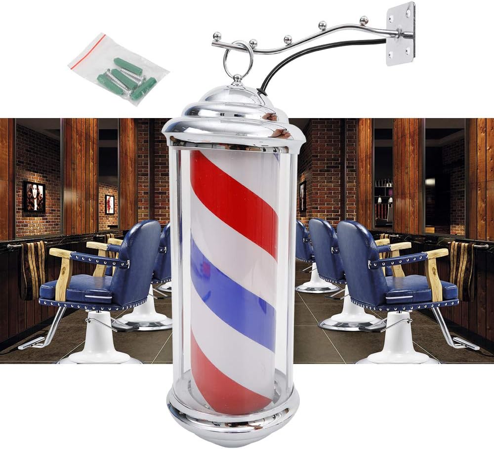WUPYI 14.5” Barber Shop Pole Red White Blue Rotating Light LED Stripes Pole Light Hair Salon Sign Wall Mount Rotating Light (14.5") : Beauty & Personal Care
