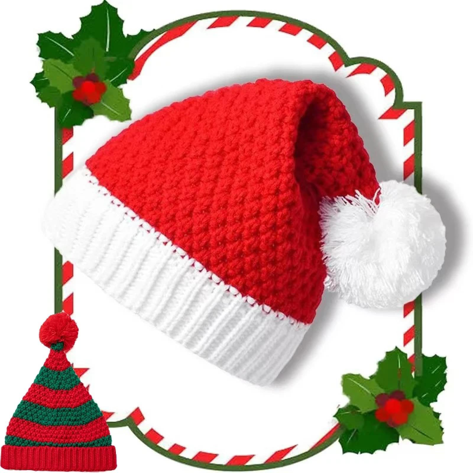 Casquettes Bonnets Chapeaux Bonnet Tricoté Bonnet Chapeau Chapeau De Père Noël Tricoté pour Adultes Et Enfants, Décoration De Noël, Fête du Nouvel an, Festival, Fournitures De Noël