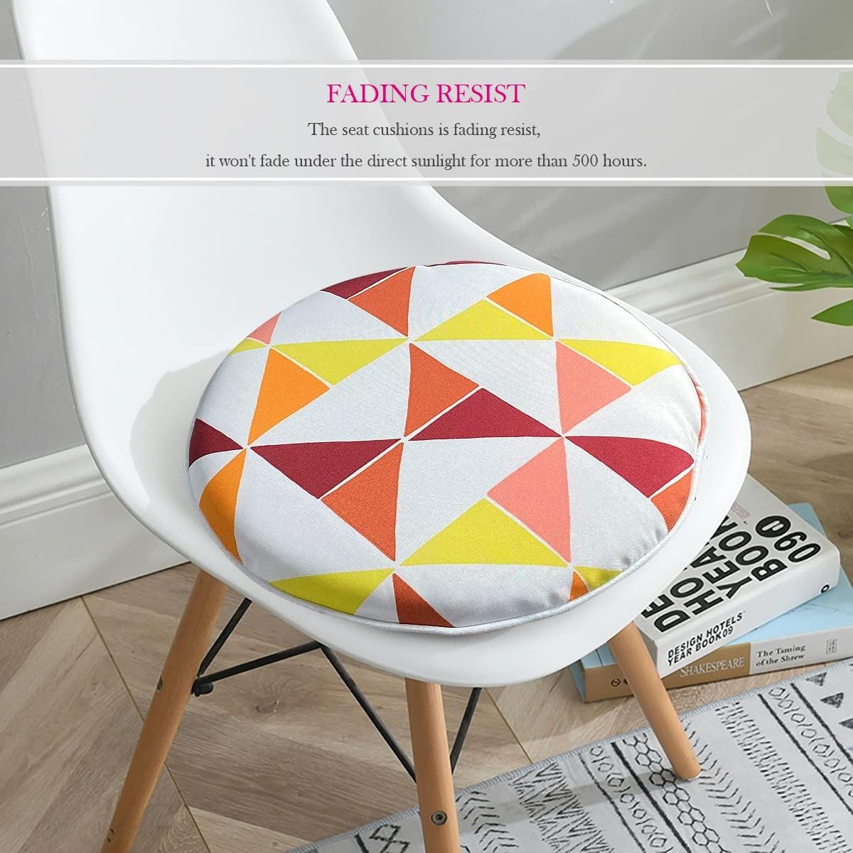 Bistro Chair Cushions Set of 2 Red Outdoor Seat Cushions 16x16 Inch Triangle Round Patio Chair Pads for Chair or Patio Furniture