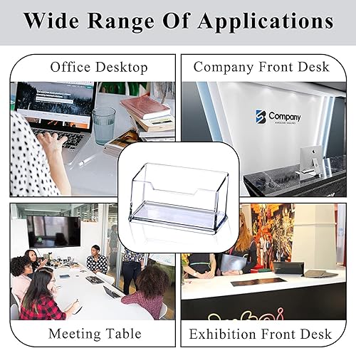 Miniatura 6 de Meschett Paquete de 3 soportes para tarjetas de visita de acrílico transparente, organizador de tarjetas de identificación para escritorio para 50