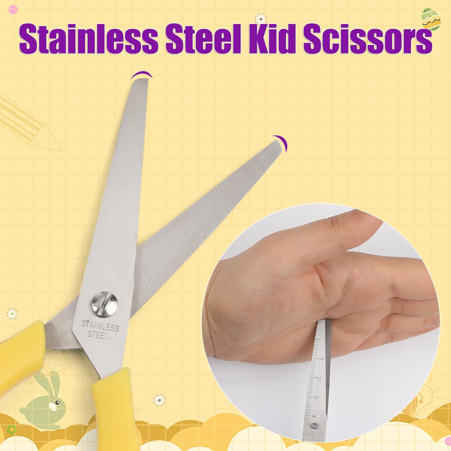 16Pack 5.5 Safety Small School Kids Student Round Blunt Tip Craft Scissors Bulk, Stainless Steel Blades Comfort Grip Scissors for Kid Children Kindergarten Cutting Paper