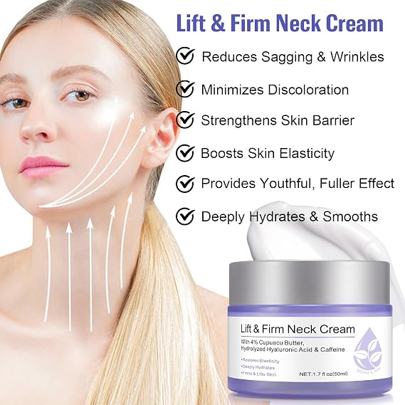 Neck Firming Cream, Moisturizing Neck Cream for Tightening & Fine Lines, Neck Cream for Smoothing & Hydrating 1.7 Oz