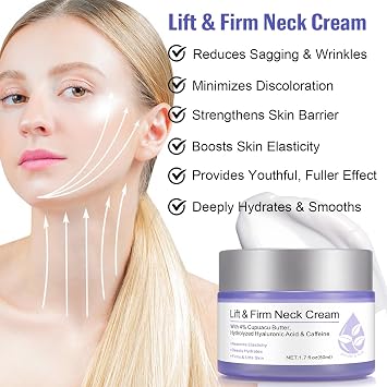 Neck Firming Cream, Moisturizing Neck Cream for Tightening & Fine Lines, Neck Cream for Smoothing & Hydrating 1.7 Oz