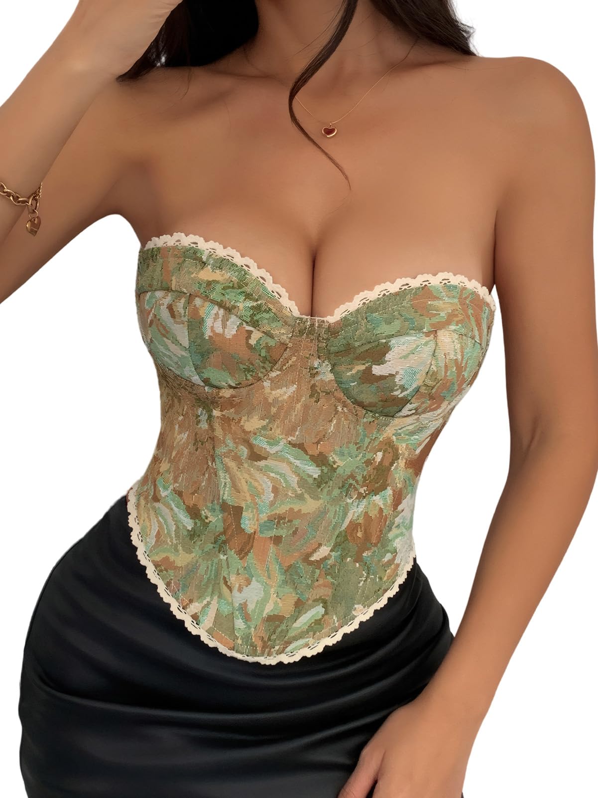 Corsetto rinascimentale da donna, con lacci, bustino vintage, alla moda, con fiori, corpetto