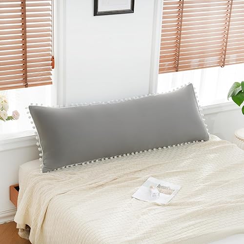 Miniatura 71 de Blue Body Pillow Cover Shabby Chic Long Pillow Case Cover Navy Blue Pom Poms Fringe Body Pillow case with Pocket Closure 20x54 inches(Body,Navy Blue)