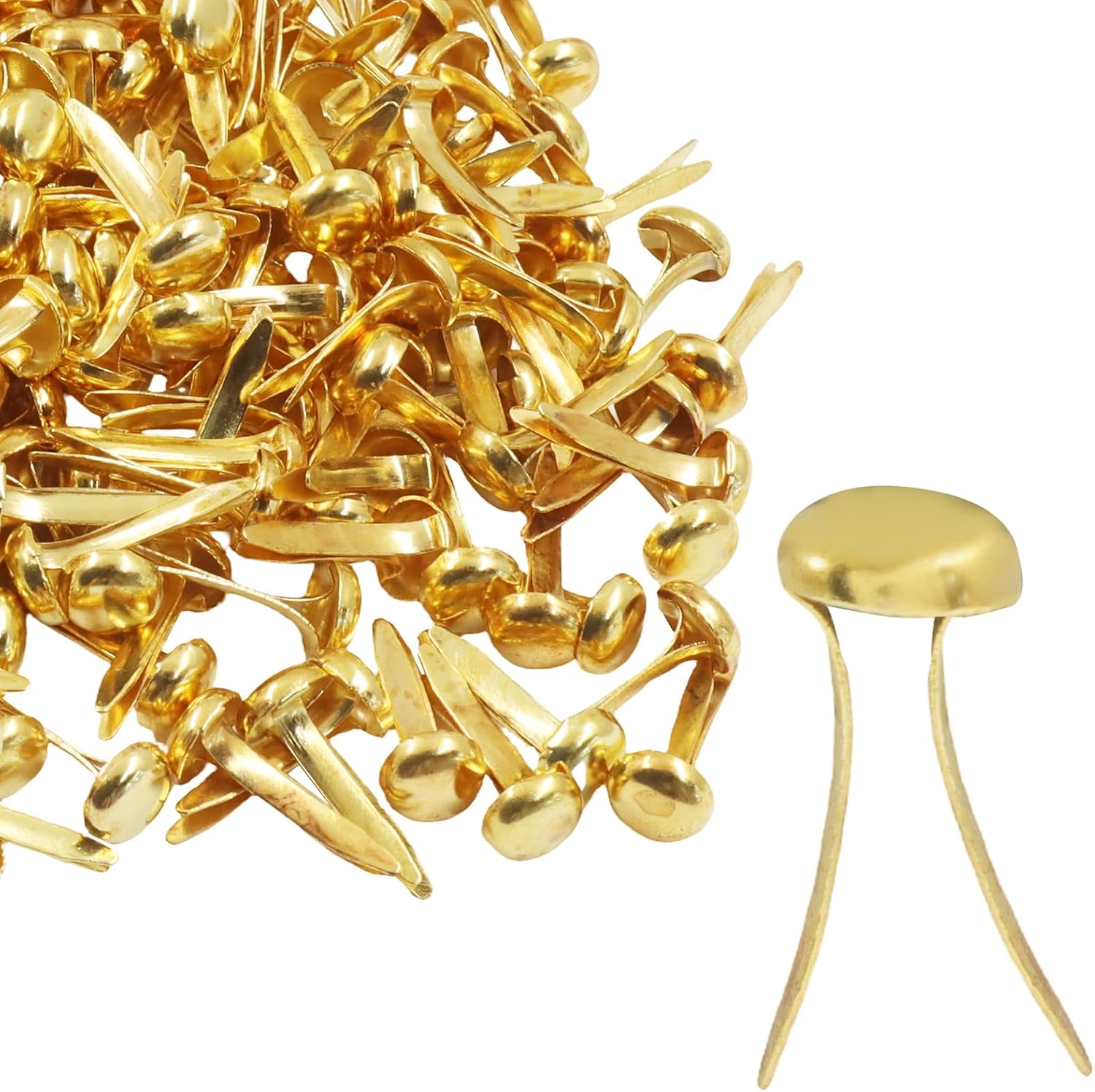 Bonsicoky 300pcs Gold Brads for Paper Crafts, 6x12mm Split Pins Round Paper Fasteners for Scrapbooking, Card Making, DIY Art Craft Supplies