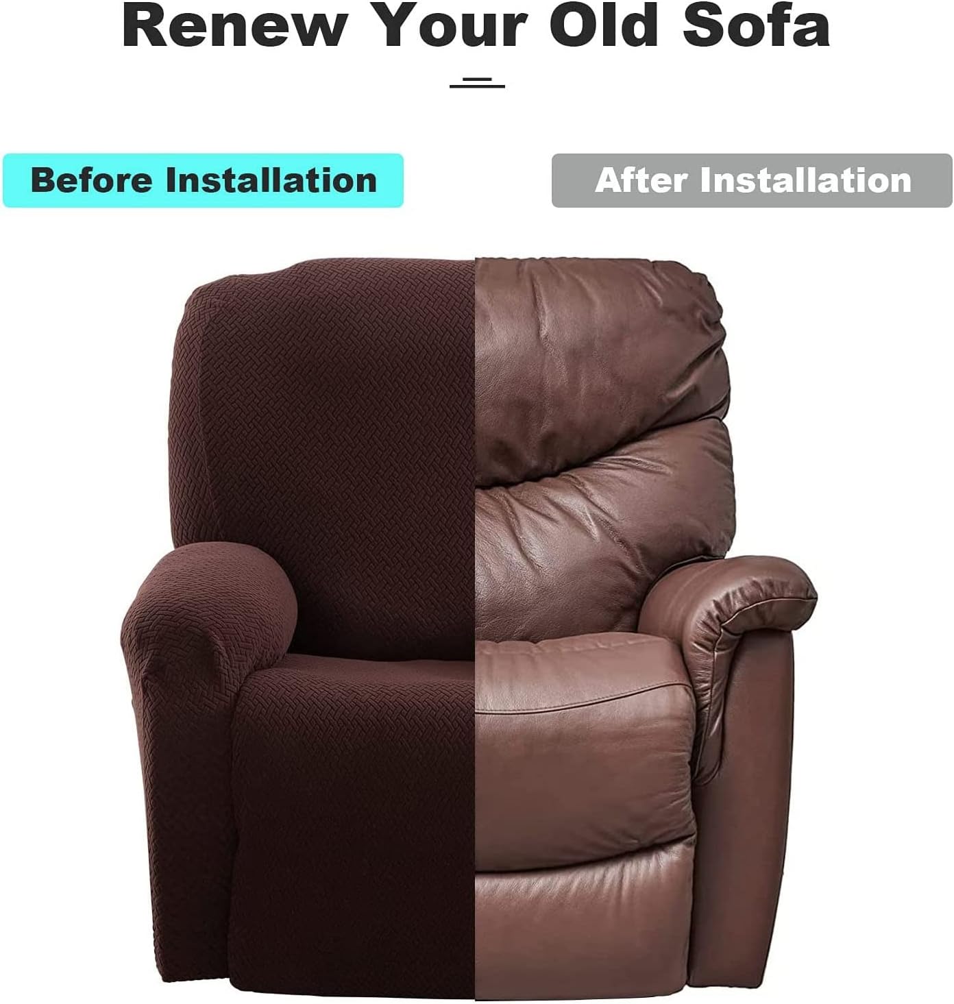 Recliner Chair Covers 1 seat, four-piece recliner chair covers for reclining chair slipcover anti-Slip with side pockets recliner Cover sofa cover Armchair Covers suitable ( Color : Dark coffee )