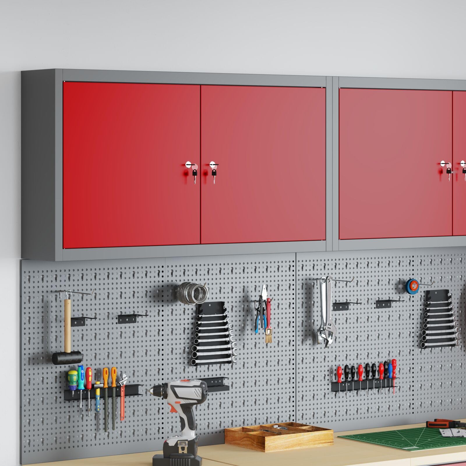 Generic Narzędzia do Szafki na Dole, Duże Przechowywanie, Stylowy Design, Trwały materiał do Warsztatów, Pomieszczenia Rzemieślnicze, Balkony, z Szarym Stalowym Materiałem, 39,4 X 7,9 X