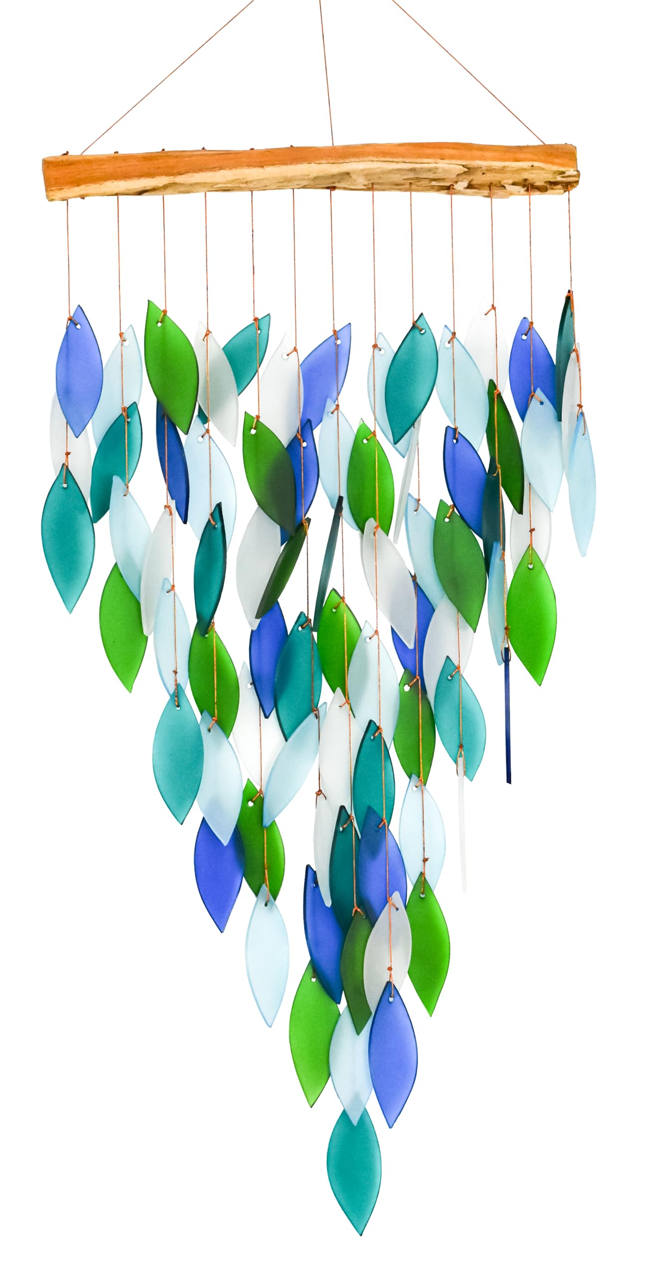 Carillon cascade verre sablé cadeau idéal déco de jardin bois flotté artisanal