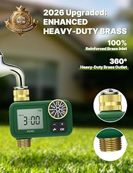 MOES Water Timer for Garden Hose, 1 Outlet, Rain Delay, Brass Fittings