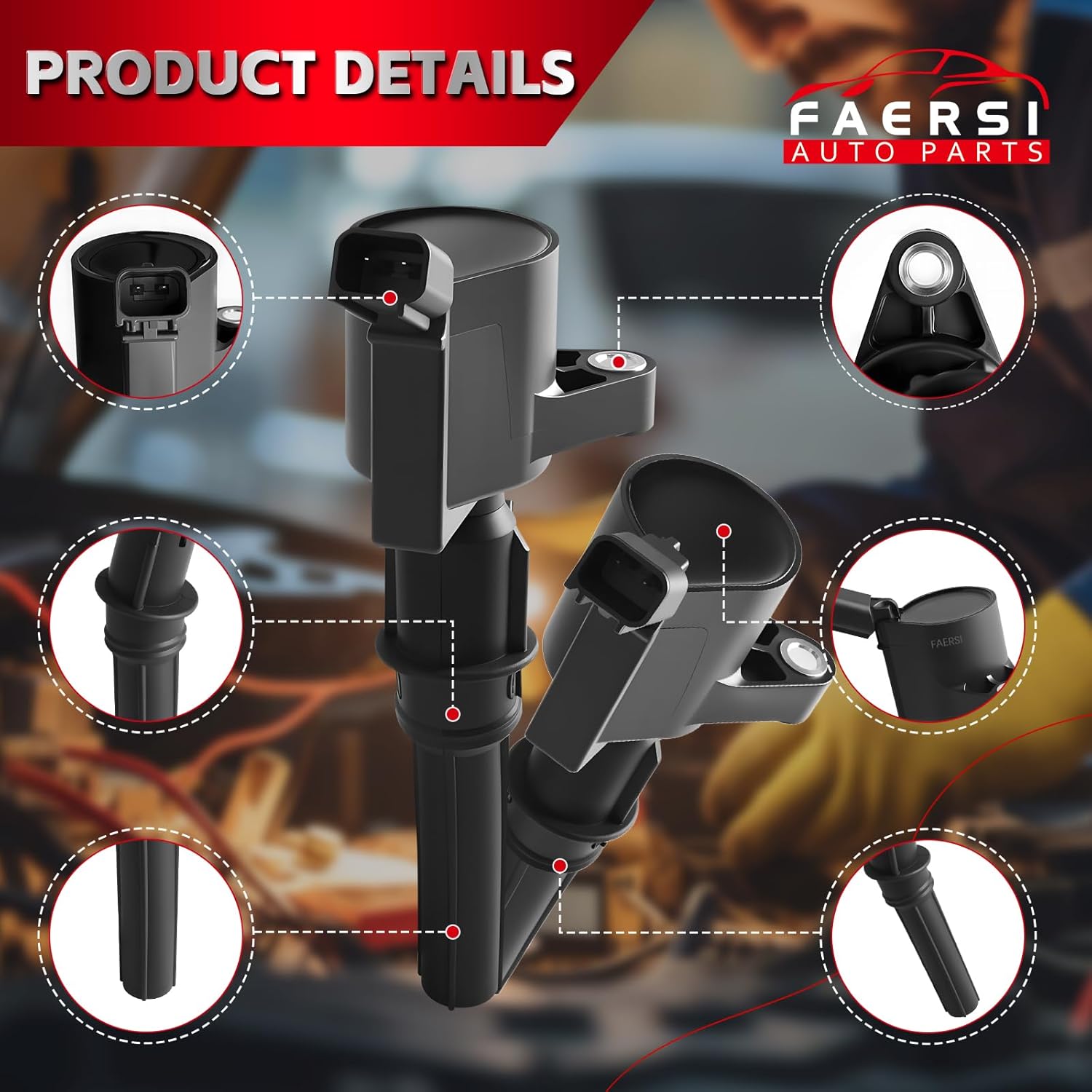 FAERSI Set of 8 Ignition Coil Pack DG508 Compatible with Ford 5.4L V8 DG472 DG457 DG491 Crown Victoria Expedition F-150 F-250 Mustang Lincoln Mercury Explorer 1998-2008 (8PCS Ignition Coil)