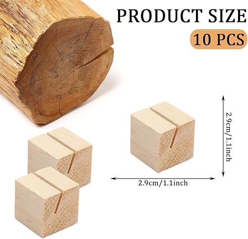 Miniatura 2 de Auswalar 10 soportes de madera para tarjetas, soportes de madera para números de mesa, soportes para fotos, para boda, fiesta, decoración,