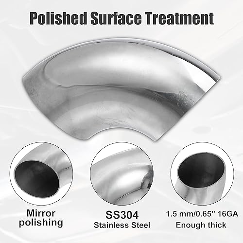 Vista 54 de X AUTOHAUX 2 unids OD 4 pulgadas 90 grados mandril curva codo SS304 tubo de acero inoxidable tubo de escape codo tubo de escape para coche sistema