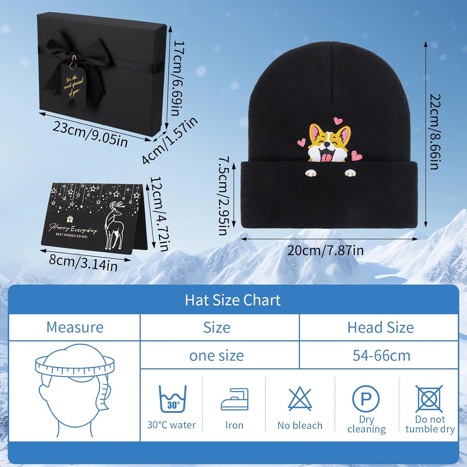 Corgi Dog Lover Beanie Winter Warm Cute Dog Embroidery Beanie with Greeting Card Gift Box for Women Men Gift - Image 2