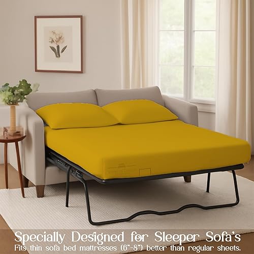 Miniatura 140 de Juego de 4 piezas para sofá cama, 100% algodón de 400 hilos, sábana bajera con bolsillos profundos, suave, sin arrugas y transpirable, calidad