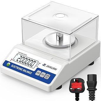 0.001g Digital Analytical Balance 500g Lab Scale with Windshield, LCD, 7 Units, 200g Cal Weight, Precision Milligram Scale for Lab Chemistry, Gold Jewellery & Powder