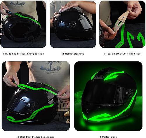 Miniatura 3 de Luz para casco de motocicleta, 3 modos de conducción EL, tira de luz para casco de batería, kit de decoración de luz de señal de conducción nocturna