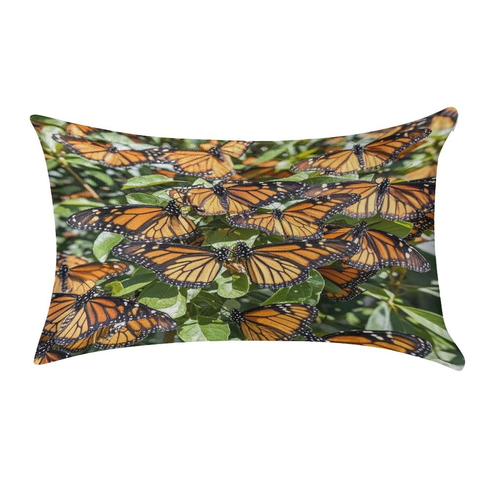 Heaps of Orange Monarch Butterflies Pillowcase Decorative Throw Pillow Cover Gold Velvet Cushion Covers Lumbar Pillow Cover Long Pillow Case Luxury Cushion Case Pillow Sham Pillow Protector 20" X 12"