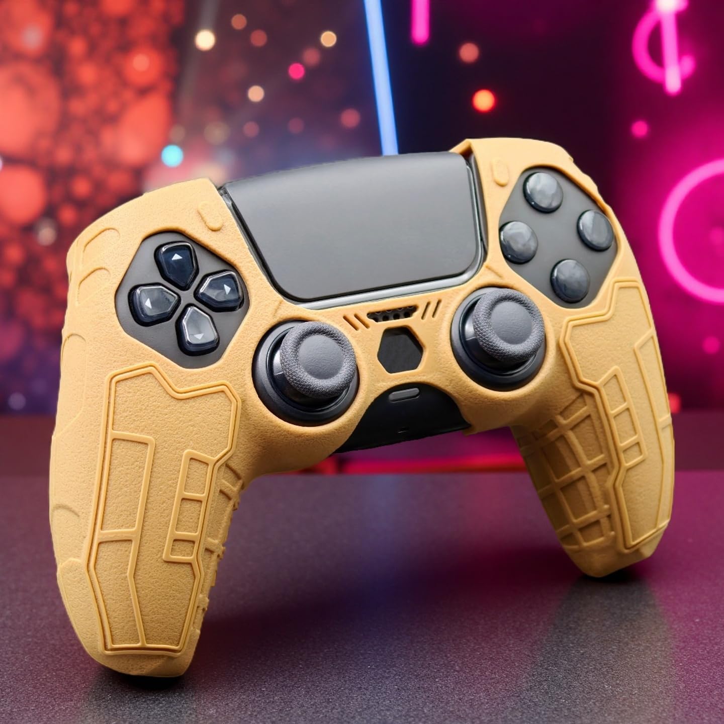 Luck&Link Tactical Skin Grip Cover for PS5 Controller, Anti-Slip Tactical Style | Silicone Protective Cove (Desert Yellow)
