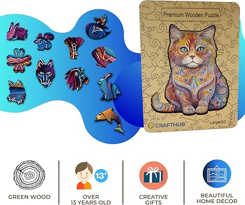 Miniatura 4 de Rompecabezas de madera de gato de pelo corto escocés diversión atractiva para los amantes de los gatostamaño A3, 12.4 x 10.8 pulgadas