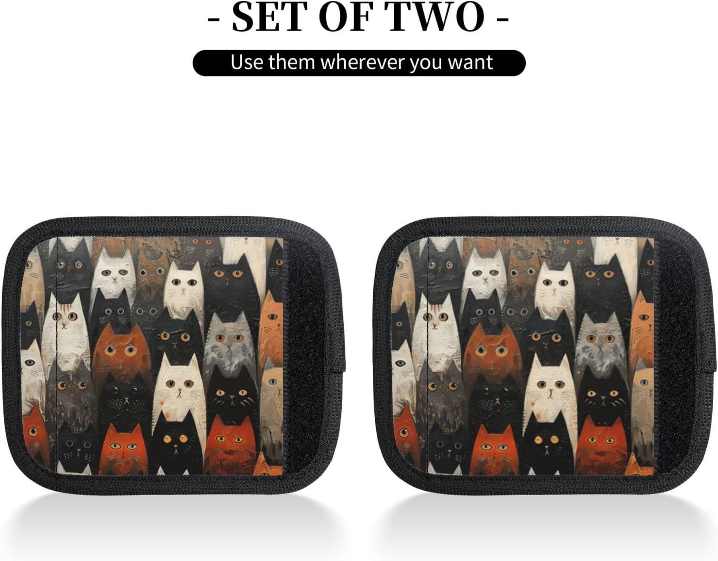 Cat Print Luggage Handle Wraps Luggage Identifiers Soft Neoprene Luggage Handle Wraps for Suitcase Trolley Handle Grip Cover 2 Pack Luggage Tags