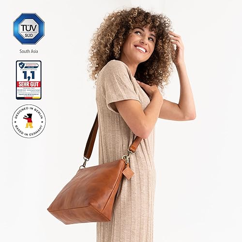 Miniatura 3 de BERLINER BAGS Vintage Genuine Leather Shoulder Bag Marbella M, Crossbody Purse for Women, Satchel Bag