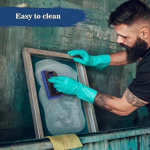 Miniatura 5 de Caydo Paquete de 3 almohadillas de limpieza de serigrafía, cepillo limpiador azul con asa, removedor de tinta de serigrafía para recuperar marcos de