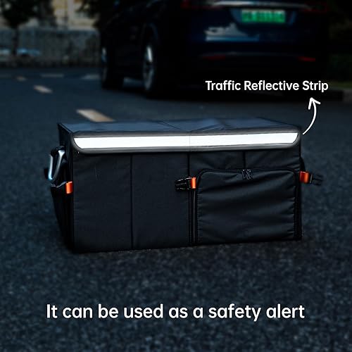 Miniatura 7 de SHIMOYAMA Organizador de maletero, caja de almacenamiento plegable de 63 litros para campamento, picnic, múltiples compartimentos plegables para